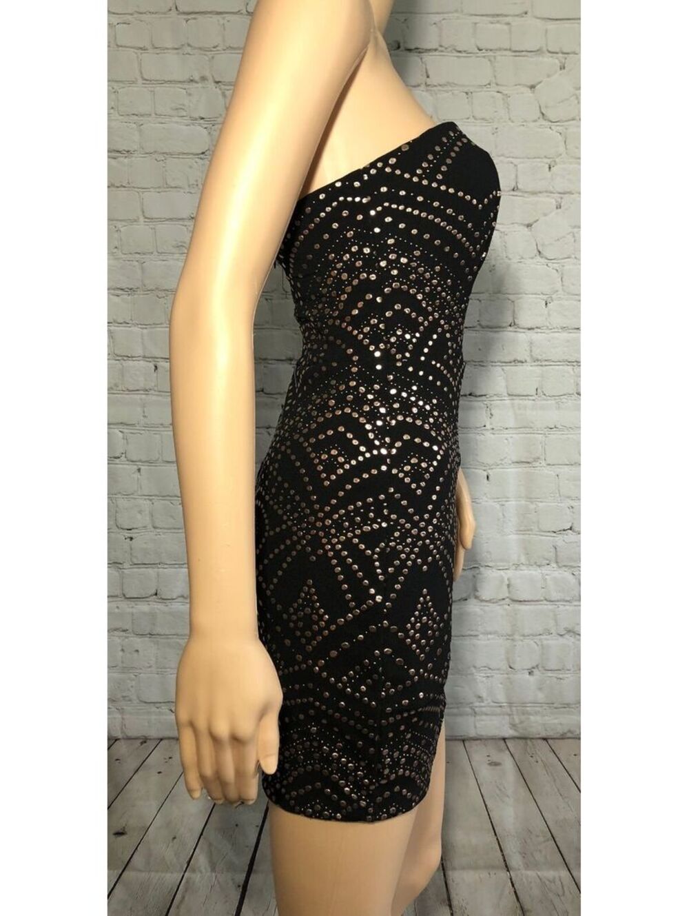 JUMP Strapless Black Mini Dress with Metallic Stud Detailing NWT Small - Picture 3 of 4